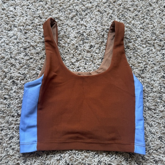 Beach Riot Brown and Blue Ribbed Top - Picture 1 of 4